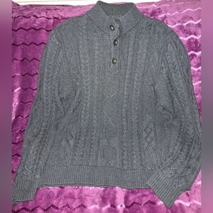 Tilley Men's Cable Knit Grey Sweater 100% Cotton Size Large